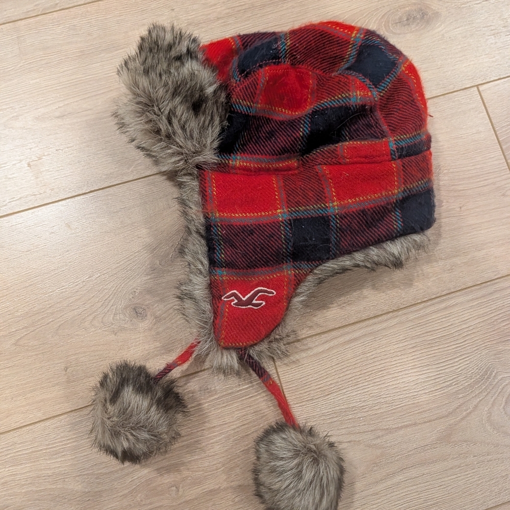 Plaid Red and Black Hollister Winter Hat